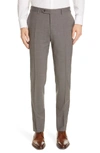 Canali Flat Front Classic Fit Solid Stretch Wool Dress Pants In Dark Green