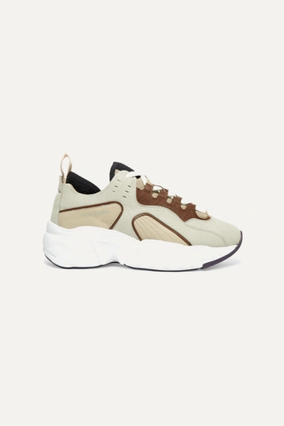 Acne Studios Manhattan Leather, Suede And Mesh Sneakers In Beige