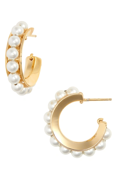 Sophie Buhai Imitation Pearl Hoop Earrings In 18k Gold Vermeil