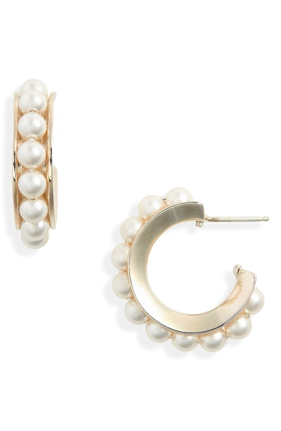 Sophie Buhai Imitation Pearl Hoop Earrings In Swarovski Crystal Pearl
