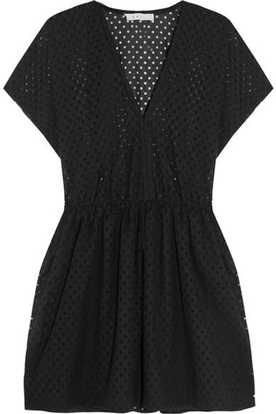 Iro Genna Broderie Anglaise Cotton-blend Mini Dress In Black