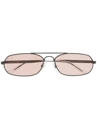Balenciaga Women's Brow Bar Rectangular Sunglasses, 61mm In Gunmetal/brown