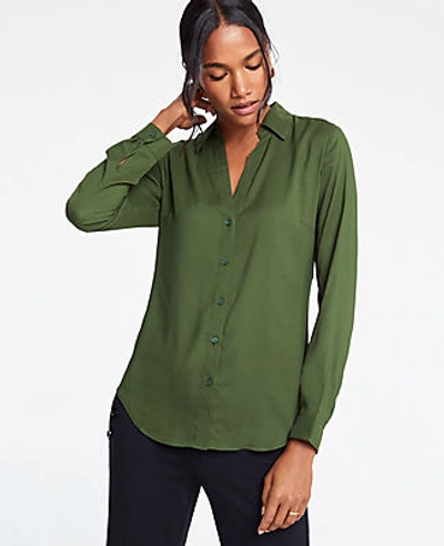 Ann Taylor Petite Essential Shirt In Green Bud