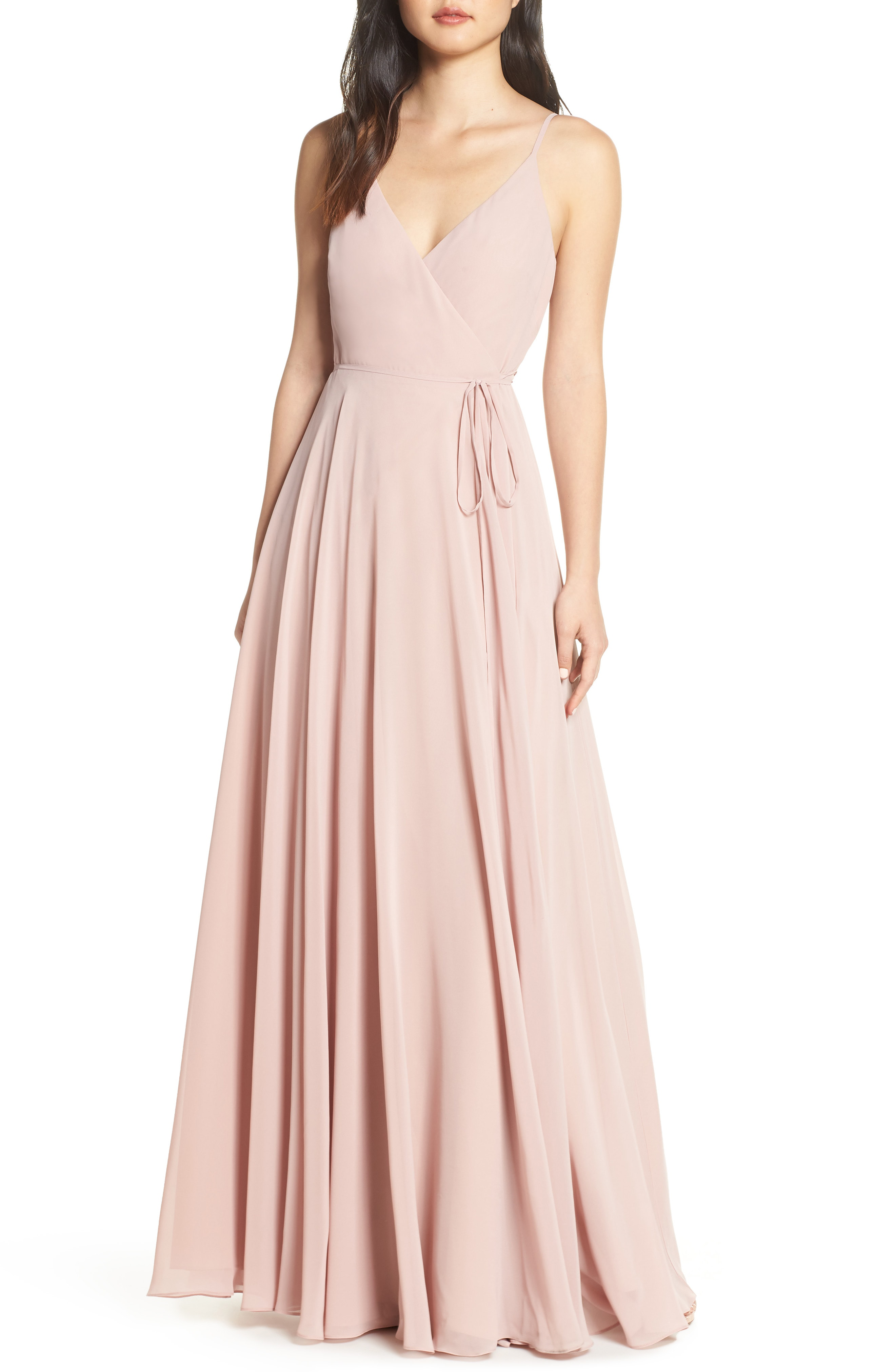 Jenny Yoo James Sleeveless Wrap Chiffon Evening Dress In Whipped ...