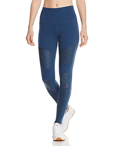 Alo Yoga High Rise Moto Leggings In Eclipse/eclipse Glossy