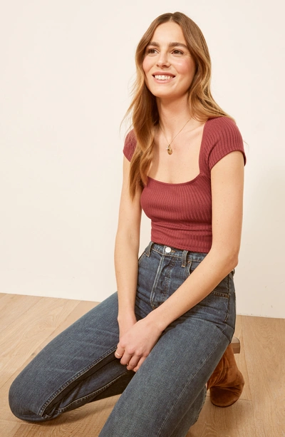 Reformation Bardot Top In Rust