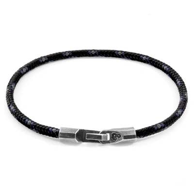 Anchor & Crew Black Talbot Silver And Rope Bracelet