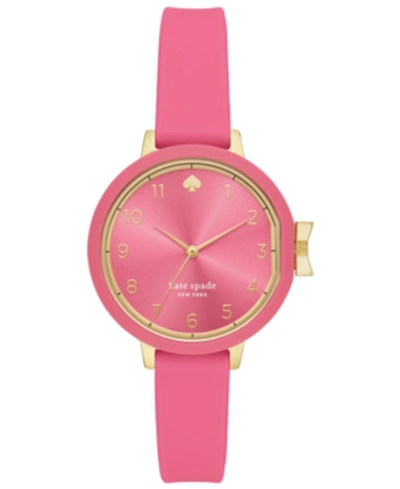 Kate Spade Women's Park Row Silicone Strap Watch, 34mm In Pink/ Sunray/ Gold
