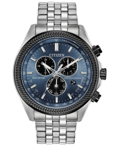 Citizen Eco-drive Men's Chronograph Brycen Stainless Steel Bracelet Watch 44mm In Blue/silver