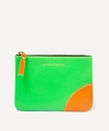 Comme Des Gars Fluro Small Zip Pouch In Blue