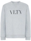 Valentino Vltn Logo-print Cotton-blend Sweatshirt In Grey
