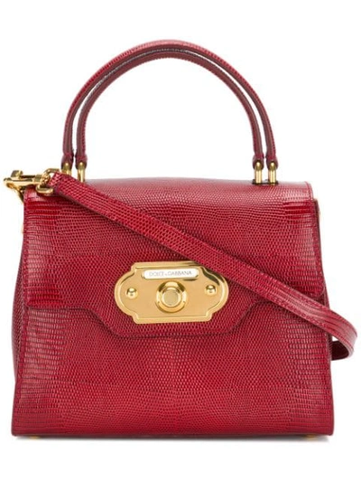 Dolce & Gabbana Welcome Leather Shoulder Bag In Red
