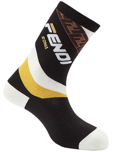 Fendi Logo Socks In Black