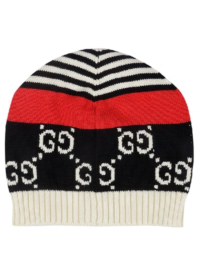 Gucci Gg Motif Beanie In Navy