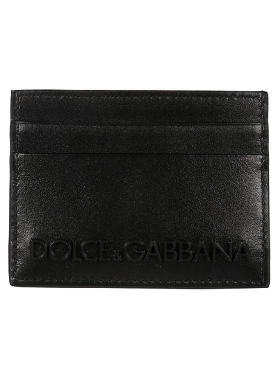 Dolce & Gabbana Embossed Logo Card Case In Black