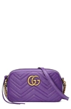 Gucci Small Gg Marmont 2.0 Matelassé Leather Camera Bag In Purple/ Purple