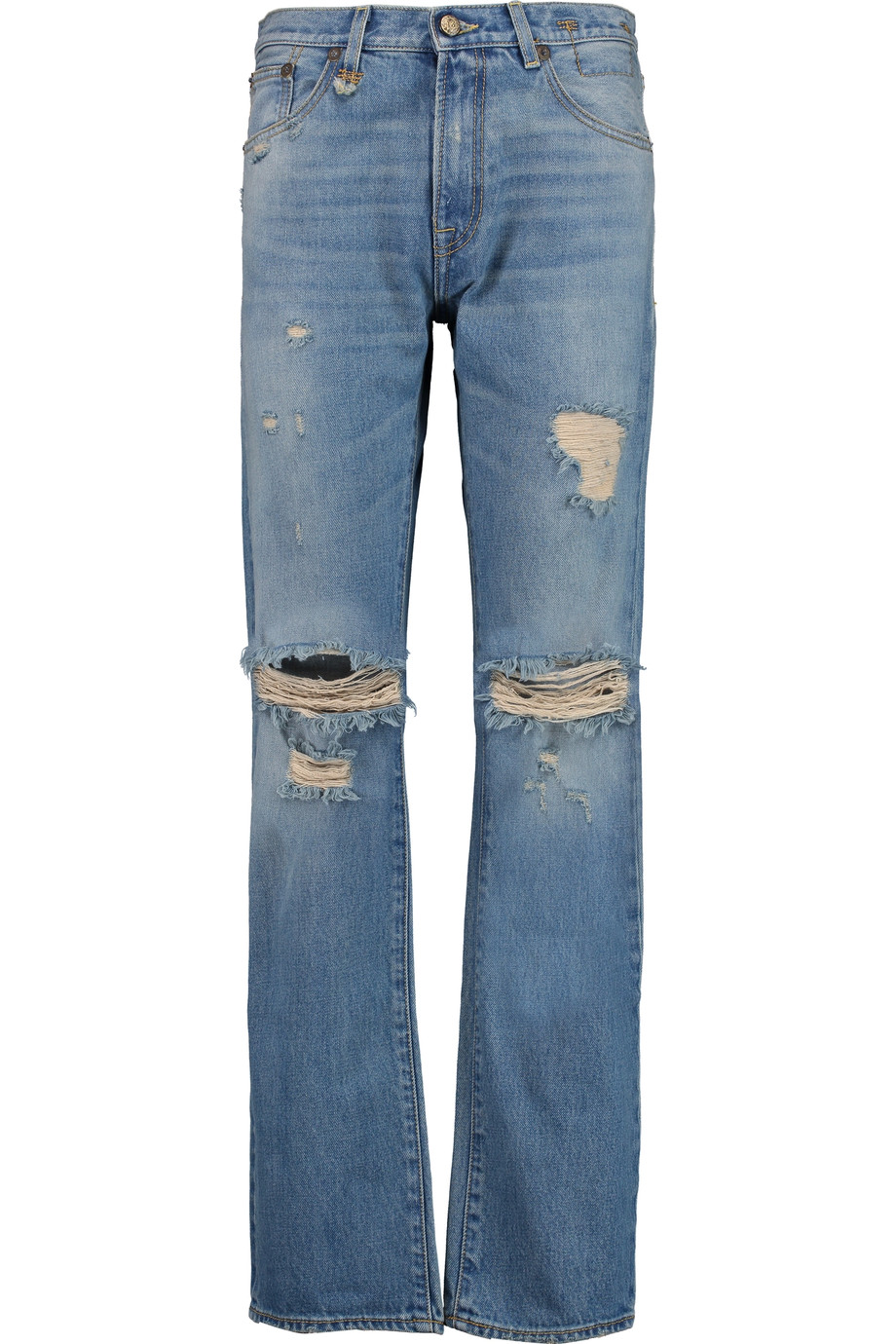 R13 Classic Distressed High-rise Straight-leg Jeans | ModeSens