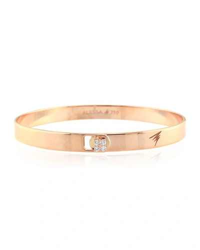 Alessa Jewelry Spectrum 18k Rose Gold Bangle W/ Diamond Clasp