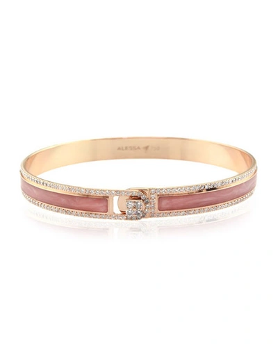 Alessa Jewelry Spectrum Painted 18k Rose Gold Bangle W/ Diamonds, Pink