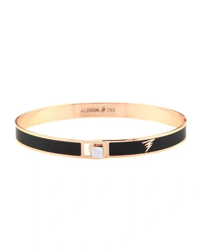 Alessa Jewelry Spectrum 18k Rose Gold Paint & Diamond Bangle, Black