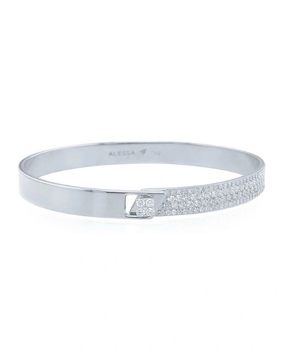 Alessa Jewelry Spectrum 18k White Gold Bangle W/ Diamonds