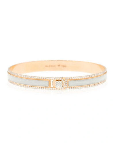 Alessa Jewelry Spectrum Painted 18k Rose Gold Bangle W/ Diamonds, White