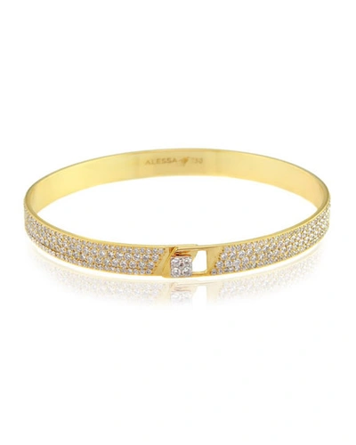 Alessa Jewelry Spectrum 18k Yellow Gold Bangle W/ Pave Diamonds