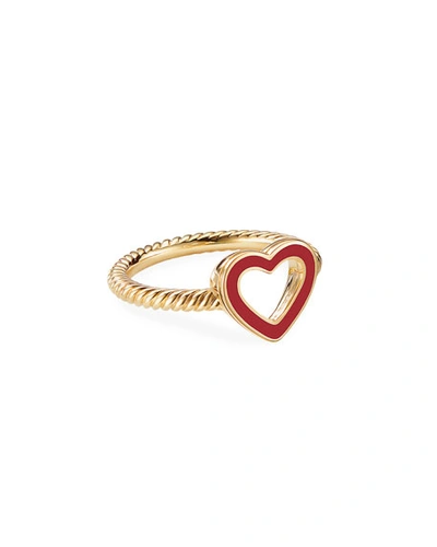 David Yurman Cable Collectibles 18k Gold Heart Ring In Red