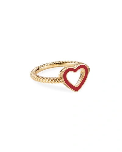 David Yurman Cable Collectibles 18k Gold Heart Ring In Red