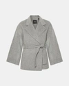 Theory Wool & Cashmere Belted Jacket In Medium Gray Melange