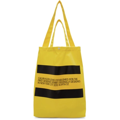 Calvin Klein Jeans Est.1978 Calvin Klein Jeans Est. 1978 Yellow Logo Tote In 700 Yel/blk