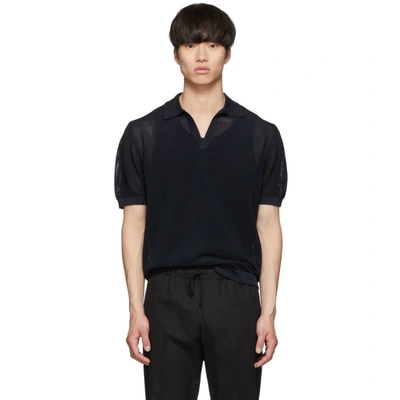 Dries Van Noten Navy Knit Nestor Polo In 509.navy