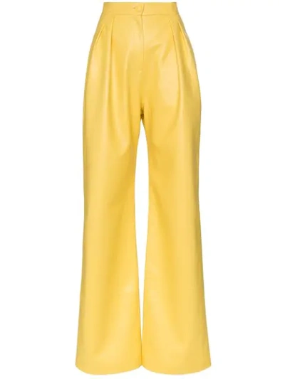 Materiel High-waisted Wide Leg Faux Leather Trousers In Yellow