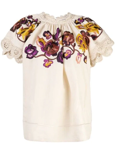 Ulla Johnson Embroidered Rumi Blouse In Neutrals