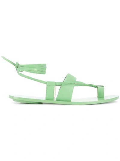 Tibi Reid Leather Sandals In Green