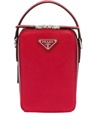 Prada Saffiano Leather Shoulder Bag In Red