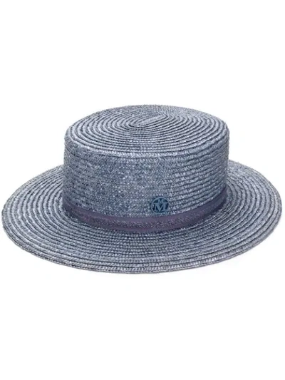 Maison Michel Kiki Canotier Hat In Blue