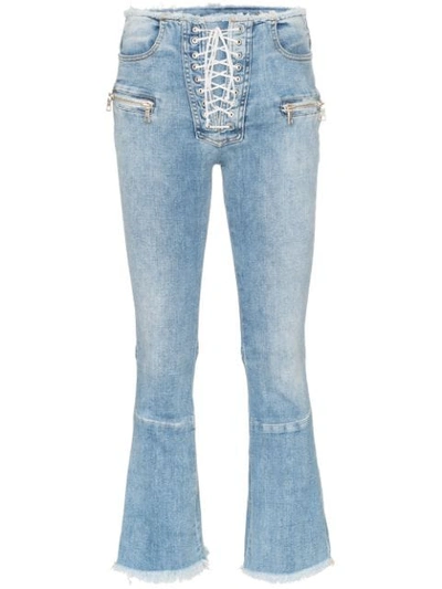 Ben Taverniti Unravel Project Unravel Project Cropped Frayed Jeans In Blue
