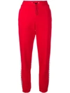 Msgm Side Logo Stripe Track Pants In Red