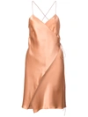 Michelle Mason Wrap Mini Dress In Brown