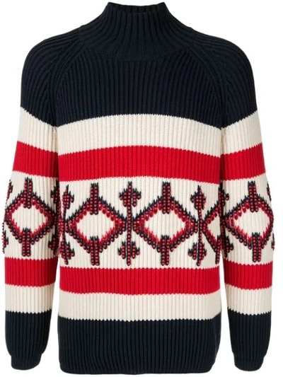 Ports V Intarsia Knit Jumper In Multicolour