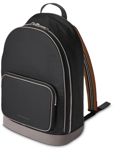 Burberry Icon Stripe Detail Nylon Backpack In Black