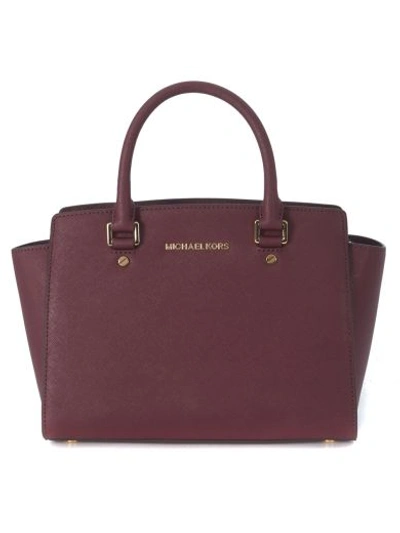 Michael Kors Borsa A Mano Media Selma In Pelle Saffiano Viola Prugna |  ModeSens