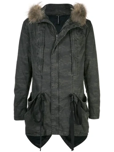 The Viridi-anne Structured Fur Parka In Grey/brown