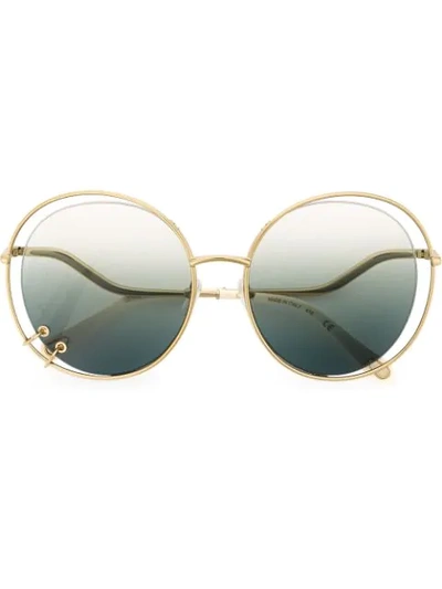 Chloé Carlina Round-frame Sunglasses In Gold