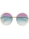 Chloé Carlina Round-frame Sunglasses In 金色