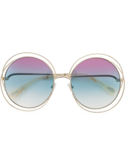 Chloé Carlina Round-frame Sunglasses In 金色