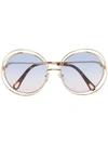 Chloé Metallic Gold And Blue Carlina Sunglasses