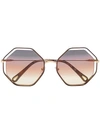 Chloé Brown And Purple Poppy Hexagon Sunglasses