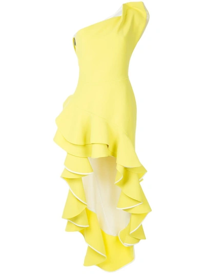 Maticevski Flamenco Ruffled Dress In Yellow